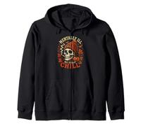 Mentally Ill But Totally Chill Skull Autumn Halloween Zip Hoodie