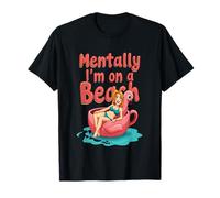 Mentally I'm On a Beach Funny Summer Retro Design T-Shirt