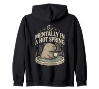 Mentally In A Hot Spring Capybara Coffee Zip Hoodie