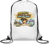 Mentally in Airplane Mode Gym Sack Casual Drawstring Bag White
