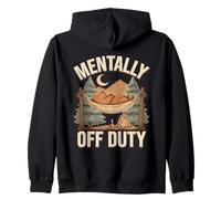Mentally Off Duty Camping Bear Zip Hoodie