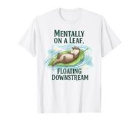 Mentally On A Leaf Floating Downstream Otter Mindfulness T-Shirt