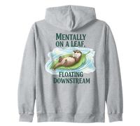 Mentally On A Leaf Floating Downstream Otter Mindfulness Zip Hoodie