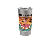 Mentally Somewhere Haunted Flamingo Halloween Retro Stainless Steel Insulated Tumbler