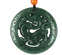 MENTAM Chinese Feng Shui Necklace,Traditional Pendant, Green jadeChinese DragonPendant Hetian Jade Pendant