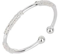 MENTAM Fashion Cuff Bangle,Traditional retro bracelet, 990 Sterling Silver Bracelet For Women Embossed Flowers Wrapped Bangle Adjustable Open Cuff Lucky Amulet