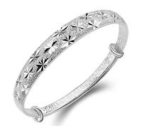 MENTAM Fashion Cuff Bangle,Traditional retro bracelet, Charm Sterling Silver Bangle for Women Bracelet for Girls Star Chinese National Style Gift