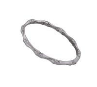 MENTAM Fashion Cuff Bangle,Traditional retro bracelet, Silver Plated Bangles For Women Brushed Bamboo Solid Silver White Zircon Inlay Cuff Bangle Vintage Chinese Style Jewellery(Silver)