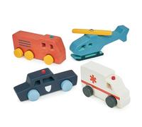Mentari New Wooden vehicles - Colorful, Premium Quality Wooden vehicles for Easy Grip: Durable and Perfect for Imaginative Play and Development! (Emergency Vehicles)