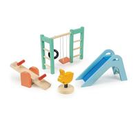 Mentari Toys - Playground Set - Wooden Playground Equipment for Doll House - Interactive Pieces for Small World Play - Encourages Fine Motor Skills and Imaginative Play in Boys and Girls - Age 3+