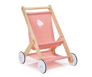 Mentari Wooden Baby Doll Stroller - Imaginative Play Toy Pram Furniture Accessory For Children Ages 3+