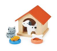 Mentari Wooden Doll's House Dog & Cat Pet Set - Imaginative Play Toy For Children Ages 3+