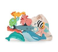 Mentari Wooden Stacking Ocean - Balancing Toy Sealife Animal Blocks Game For Kids