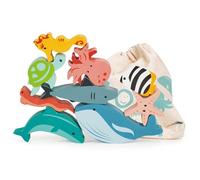 Mentari Wooden Stacking Ocean - Balancing Toy Sealife Animal Blocks Game For Kids