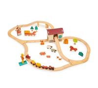Mentari Wooden Toy Farmyard Themed Train Set With Accessories Included - Gift Ideas For Children Ages 3+