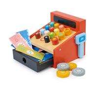 Mentari Wooden Toy Till With Money - Pretend Play Food Shopping Set For Children Ages 3+