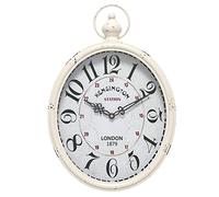 Menterry Oval Retro Wall Clock, Rustic Vintage Style, White Antique Design, Battery Operated Silent Decor Large Wall Clocks for Kitchen,Farmhouse,Office (15.5" H x 10.5" W)