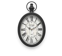 Menterry Small Retro Oval Wall Clock, Antique Old Design, Black Vintage Style, Battery Operated Silent Decor Wall Clocks for Kitchen,Bedroom,Farmhouse,Bathroom (11.2" H x 6.7" W)