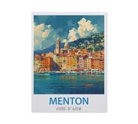 Menton Cote D'azur Vintage Travel Posters，Vintage Metal Sign Kitchen Bathroom Office Bar Coffee Garage Cave Home Living Wall Decor(30x40cm）12x16 inch-DA36