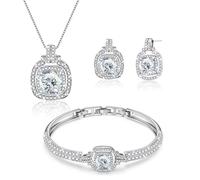 Menton Ezil Celestial Whispers Crystal Jewelry Sets For Women Bracelet Necklace and Earrings Sets for Wife Girlfriend or Mothers Idea Gift for Special Women in Life (White)