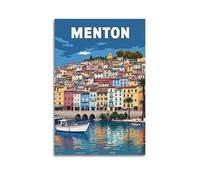 Menton,France Vintage Travel Commemorative Poster Canvas Wall Art Scroll Picture Print Living Room Walls Decor Homes 16x24inch(40x60cm)
