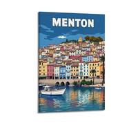 Menton,France Vintage Travel Commemorative Poster Room Aesthetic Print Art Wall Canvas Modern Bedroom Decor 24x36inch(60x90cm)