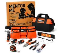 Mentor Me Real Tool Set for Kids and Parents -11 Piece Steel-Forged Child-Sized Tools with Belt, Bag & Safety Glasses - Hands-On Learning Gift for Grandparents, Dads, Moms, DIY Family Projects