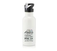 Mentors Like You Are Precious and Few, Best Mentor Gift, Stainless Steel 600ml Water Bottle with Straw. (White)