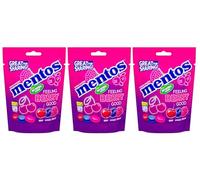 Mentos Berry, Assorted chewy dragees raspberry, blueberry and cherry flavour sweets 140g sharing bag, Pack of 3