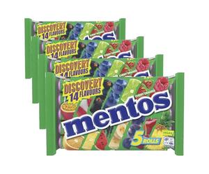 Mentos Discovery Soft Chews, Fruity, Chewy Sweets With 14 Unique Flavours, Suitable for Vegetarians - 5 Rolls (Pack of 4)