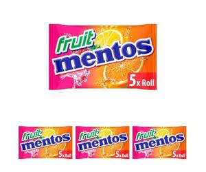 Mentos Fruit Flavoured Soft Chews, Party Sweets With Natural Colours, Suitable for Vegetarians - 5 Rolls (Pack of 4)