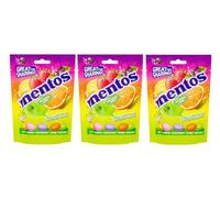 Mentos Fruit Mix Natural Colours Chewy Dragees Party Sweets - 3 x 140 g