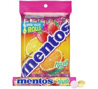 Mentos Fruit Chewable Mint Candy Roll, 14 Pieces per Roll, Party Pack of 6