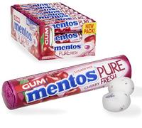 Mentos Gum Pure Fresh Cherry 8 Piece Roll (Pack of 24 Rolls)