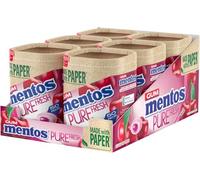 MENTOS GUM - Pure Fresh Chewing Gum - Crisp Outer Shell and Liquid Filled Centre - Cherry - 6 x 50 Pieces