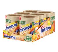 MENTOS GUM - Pure Fresh Chewing Gum - Crisp Outer Shell and Liquid Filled Centre - Tropical - 6 x 50 Pieces