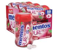 Mentos Pure Fresh Holiday Sugar-Free Chewing Gum with Xylitol, Strawberry, Christmas Stocking Stuffers for Adults & Kids, 50 Piece Bottle (Bulk Pack of 6)
