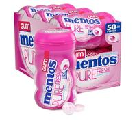 Mentos Pure Fresh Sugar-Free Chewing Gum with Xylitol, Bubble Fresh Flavor, Bubble Gum, 50 Piece Bottle (Bulk Pack of 6)