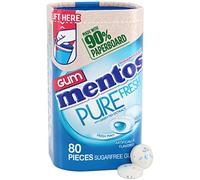 Mentos Pure Fresh Sugar-Free Chewing Gum with Xylitol, Fresh Mint, in a recyclable 90% Paperboard Bottle, 80 Piece (Pack of 1)
