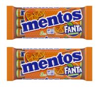 Mentos Roll of Fanta Orange Flavour Dragees Chew Sweets - 2 Packs of 3 Rolls