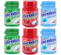 Mentos Sugar Free Chewing Gum 6 Pot Set Bundle 2 x NEW Strawberry, 2 x Spearmint, 2 x Peppermint, 40 pieces per tub Great Chewy Selection