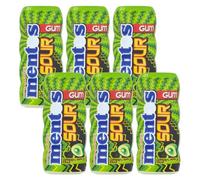 Mentosgum 15pcs Sour Apple Gum 30g x 6, Sugar Free Chewing Snack, Liquid Fruit Centre with Welari Thank You Card | (6pack)