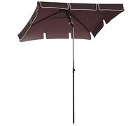 Mentu 2 x 1.3m Garden Parasol Umbrella, Outdoor Market Table Umbrella with Ruffles & Aluminium Pole, Rectangular Tilting Parasol Sun Shade Canopy, Brown CB-UKT0001-01-4301-401
