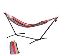 Mentu 298 x 117cm Hammock with Stand Camping Hammock with Portable Carrying Bag, Adjustable Height, 120kg Load Capacity, Multicolour CB-UKT0001-01-4578-331