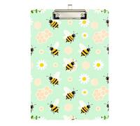 menu Holder clipboard Yellow Cute Bumble Bee Flowers Acrylic Cute for Clip Board Teacher Size 9 x 12.5 Tabla para escribir con Clip