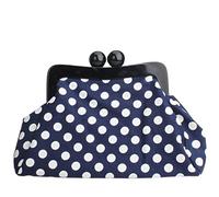 Menurra Polka Dot Evening Bag Clutch Purse for Women Wedding Party Handbag Cocktail Bag, Navy Blue