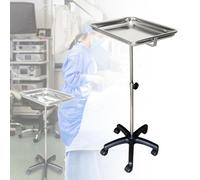 MENURSY Mayo Instrument Stand - Mobile Service Cart & Table Station for Dental Pet Clinic Supplies, with Lift Out Work Tray Adjustable 30"-50" Height (B)