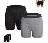 Menvault Boxer Briefs, Washable Incontinence Underwear For Men, Protective Leak Proof Underwear For Men, Cotton Briefs (Black + Grey,XXL)