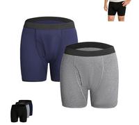 Menvault Boxer Briefs, Washable Incontinence Underwear For Men, Protective Leak Proof Underwear For Men, Cotton Briefs (Navy + Grey,M)
