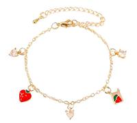 MenYiYDS 1 PCS CUTE ALLOY STRAWBERRY BRACELET, CUTE LOVE ZIRCON BRACELET FOR GIRLS, SMALL ACCESSORIES, JEWELLERY GIFTS, PARTY ACCESSORIES